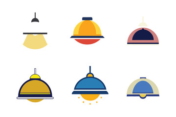 Collection of Colorful Modern Ceiling Lights Graphic Design for Home Decor and Interior Lighting Solutions Illustration Flat Design Style