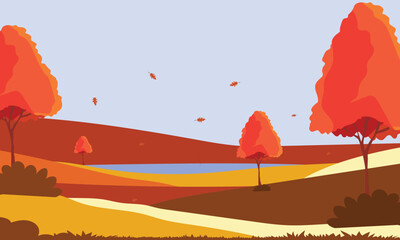 vector illustration of an autumn landscape