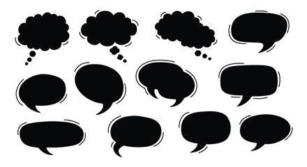 Fototapeta premium Black speech bubbles and thought clouds comic style