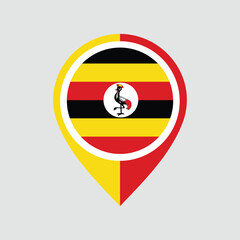 Map Icon with Uganda Flag – Travel and Navigation Illustration