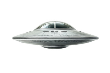 Silver flying saucer with glass dome isolated on a transparent background