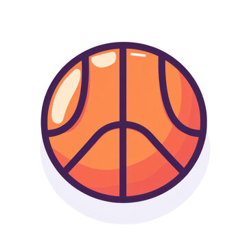 AI Image: Vibrant basketball icon featuring sleek line work and appealing color gradient set