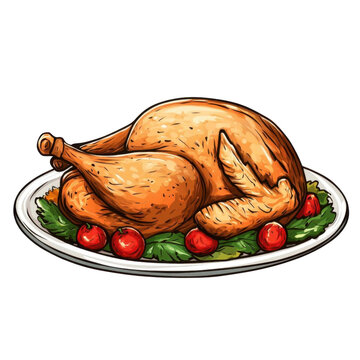 AI Image A succulent Thanksgiving poultry centerpiece presented on a festive platter against a