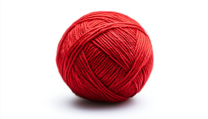 Ball of red yarn isolated on white