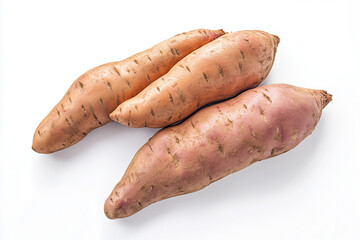 long sweet potato on a white background