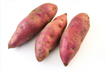 long sweet potato on a white background