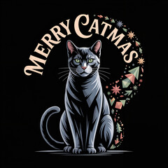 Merry Catmas – Lustiges Weihnachtsdesign mit Katze
