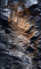 Textured Rock Formation with Dramatic Shadows and Warm Light Reveal Nature's Intricate Beauty