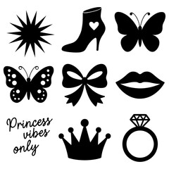 Silhouette images of princess themed items