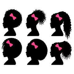 Silhouettes of girls with bows in their hair