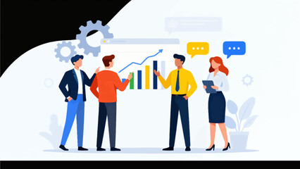Business team discussing data chart