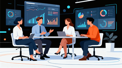 Business team in data meeting