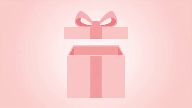 Minimalist Pink Present Box Opening on a Pink Background Animation.