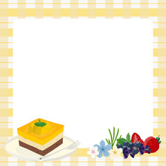 Paper note with cake elements