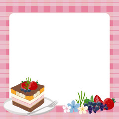 Paper note with cake elements
