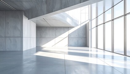 Obraz premium Modern concrete interior with large windows