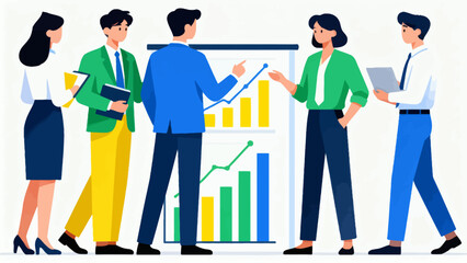 Business team reviewing data charts