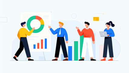 Business team reviewing data charts