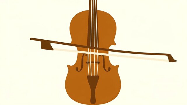 Simple Animated Cello with Moving Bow Illustration.