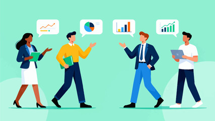 Business team discussing data visuals