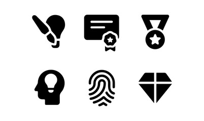 Creative achievement icons: innovative silhouette style for awards and recognition