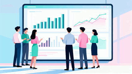 Business team analyzing data charts