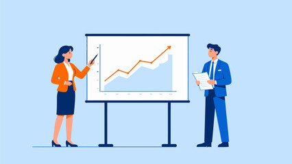 Business presentation with growth chart