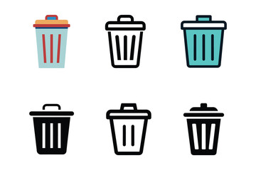 Trash Can Icons Collection for Website Design and Mobile App Interface User Experience Vectors