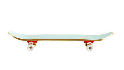wooden skateboard side view 3D rendering