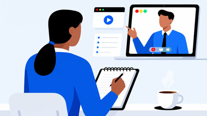 Person attending virtual meeting