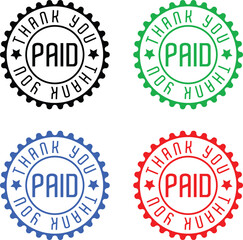 Paid Sign Word Text Rubber Stamp Grunge Effect Vector Illustration, Grunge rubber stamp with the text Paid and Thank you, Distressed red paid stamp isolated on transparent background. Paid Logo Victor