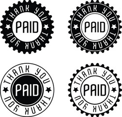 Paid Sign Word Text Rubber Stamp Grunge Effect Vector Illustration, Grunge rubber stamp with the text Paid and Thank you, Distressed red paid stamp isolated on transparent background. Paid Logo Victor