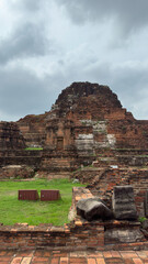 Wat Chaiwatthanaram in Ayutthaya, Thailand. Scenic ruins of the Buddhist temple in the ancient city. Buildings destroyed by time.