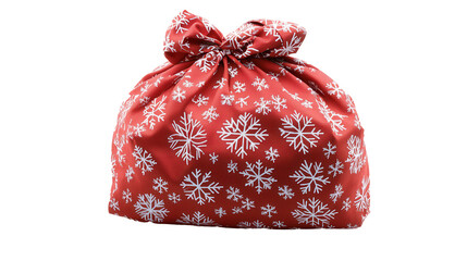 Festive red bag adorned with white snowflakes perfect for holiday gift-giving during the New Year season