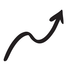 Curved black upward arrow on white background, symbolizing growth, ambition, or direction. Minimalist vector suitable for business, presentations, web design, marketing, and creative projects.