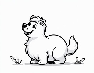 Fototapeta premium Cute Cartoon White Dog Illustration with Happy Smile