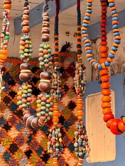 Assortment of Colorful Beads and Jewelry Making Supplies on the market in Morocco