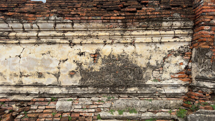 Old brick plaster wall textures. Horizontal background.