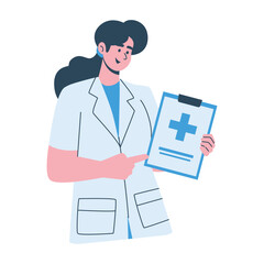 Illustration of an Doctor holding medical clipboard