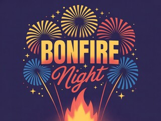 Vibrant bonfire night celebration with festive fireworks and glowing flames
