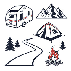 Camping and outdoor adventure icons