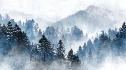 Fototapeta premium Mountain trees painting oil painting capturing majestic mountain trees mountain - oil painting capturing majestic mountain trees