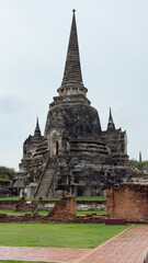 The three pagodas of Wat Phra Si Sanphet in Ayutthaya historical park, Ayutthaya, Thailand. Scenic ruins of the Buddhist temple in the ancient city.