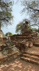 The three pagodas of Wat Phra Si Sanphet in Ayutthaya historical park, Ayutthaya, Thailand. Scenic ruins of the Buddhist temple in the ancient city.