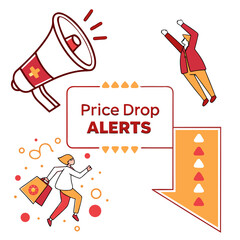 Price drop alerts with megaphone and people