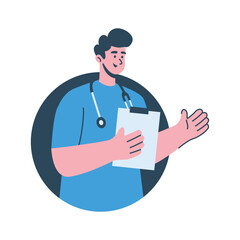 Illustration of an Doctor holding clipboard
