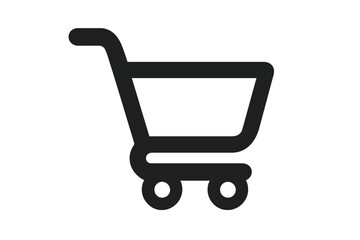 Modern shopping cart icon vector, black flat style symbol for e-commerce, online shopping, retail, web design, app UI, isolated on white background, transparent background