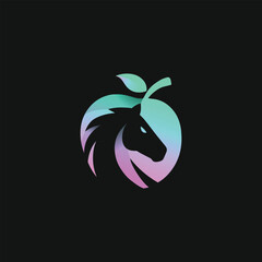 Horse with an apple Logo design vector