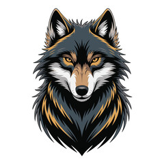 Wolf head illustration. Wolf face illustration. Wolf T-shirt Design. Wolf symbol. Wolf icon. Wolf character. Wolf concept. Wolf idea.