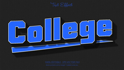 College word in bold blue 3D text with shadow effect on black textured background vector design